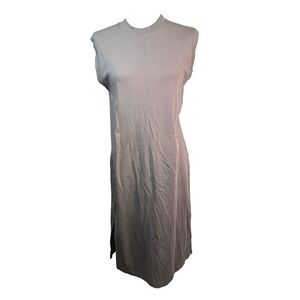 MM LaFleur Pima Cotton Sleeveless Midi Dress Womens Medium Taupe Brown Side Slit